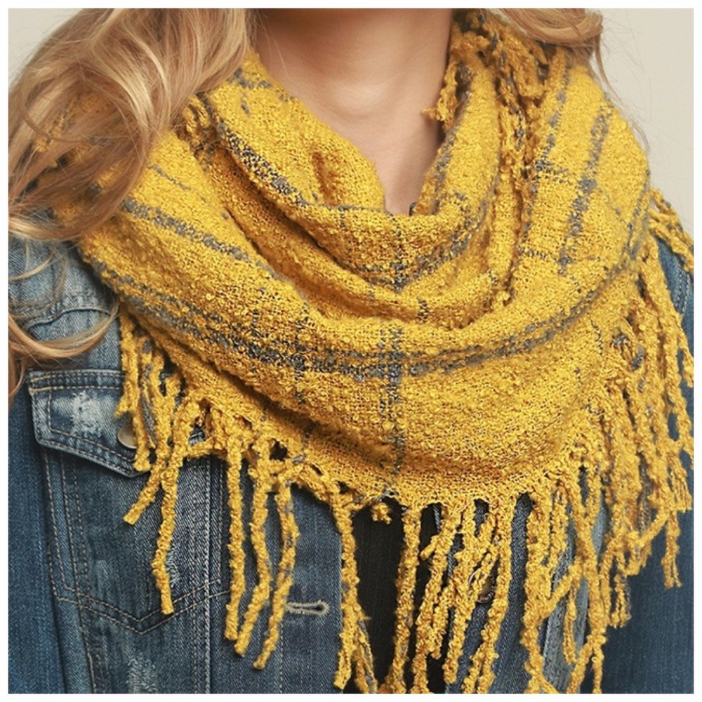MUSTARD | Fringe boho infinity scarf